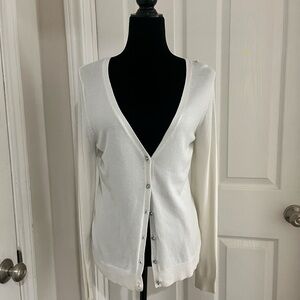 George Women's Cream V-Neck Button Cardigan Sweater